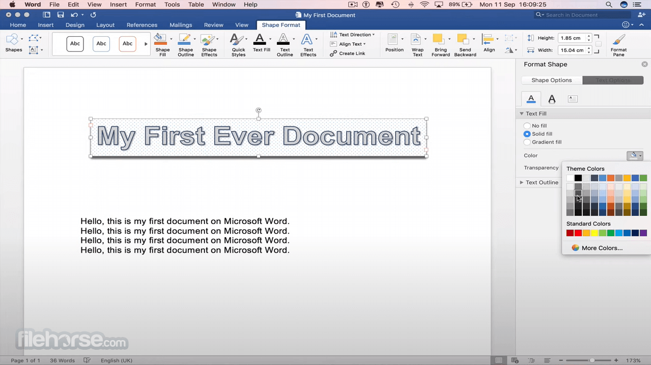 microsoft word for mac fill entire page
